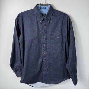 Vintage Chaps‎ Ralph Lauren Blue Paisley Button Down Shirt Men's Size Medium